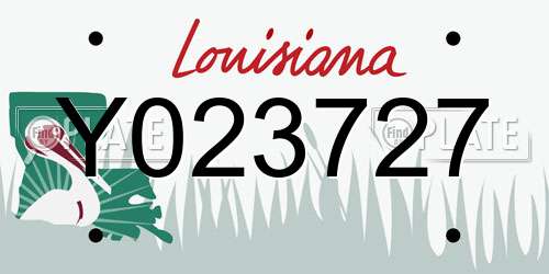 Y023727 Louisiana License Plate