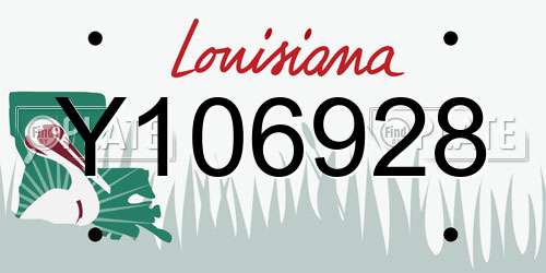 Y106928 Louisiana License Plate