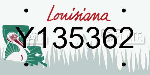 Y135362 Louisiana License Plate