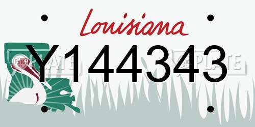 Y144343 Louisiana License Plate