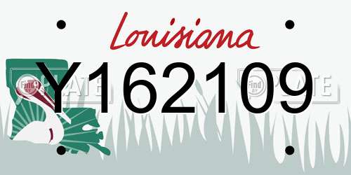 Y162109 Louisiana License Plate