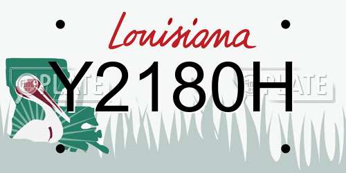 Y2180H Louisiana License Plate