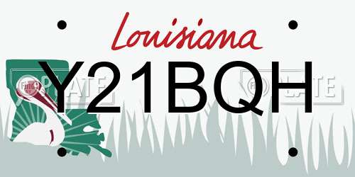 Y21BQH Louisiana License Plate