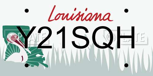 Y21SQH Louisiana License Plate