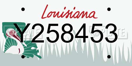 Y258453 Louisiana License Plate