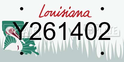 Y261402 Louisiana License Plate