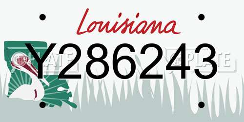 Y286243 Louisiana License Plate