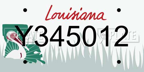 Y345012 Louisiana License Plate