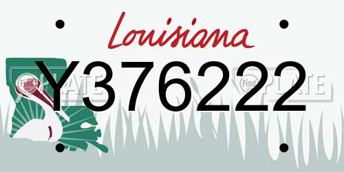 Y376222 Louisiana License Plate