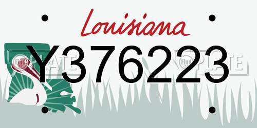 Y376223 Louisiana License Plate