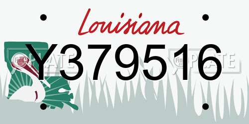 Y379516 Louisiana License Plate