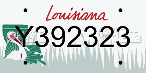 Y392323 Louisiana License Plate