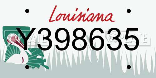 Y398635 Louisiana License Plate