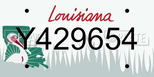 Y429654 Louisiana License Plate