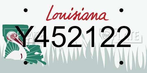 Y452122 Louisiana License Plate