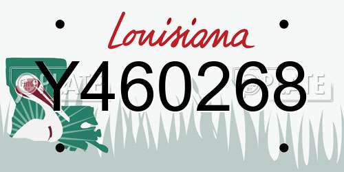 Y460268 Louisiana License Plate