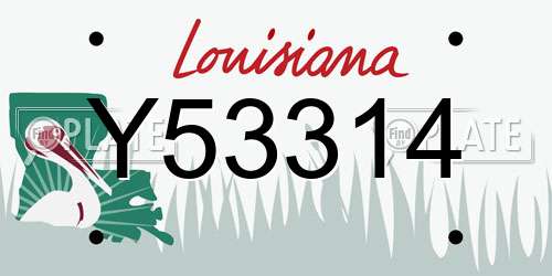 Y53314 Louisiana License Plate