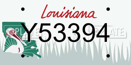 Y53394 Louisiana License Plate