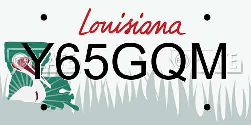 Y65GQM Louisiana License Plate