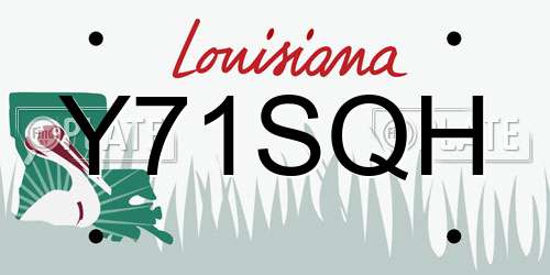 Y71SQH Louisiana License Plate