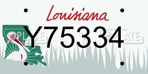 Y75334 Louisiana License Plate