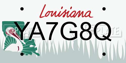YA7G8Q Louisiana License Plate