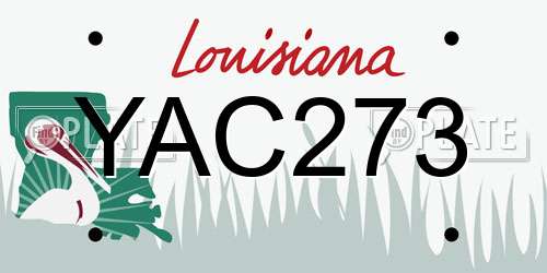 YAC273 Louisiana License Plate