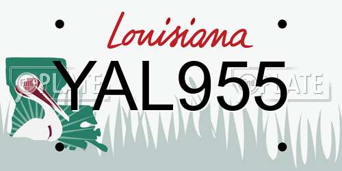 YAL955 Louisiana License Plate