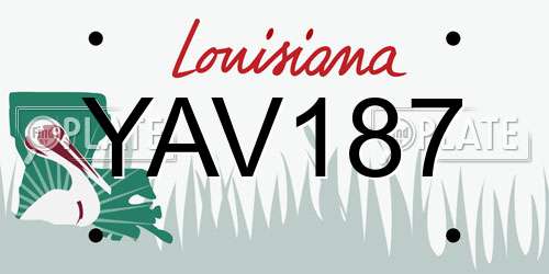 YAV187 Louisiana License Plate