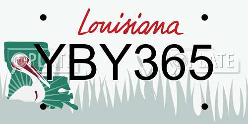 YBY365 Louisiana License Plate