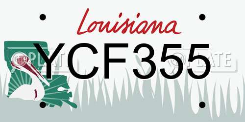 YCF355 Louisiana License Plate