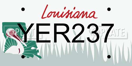 YER237 Louisiana License Plate