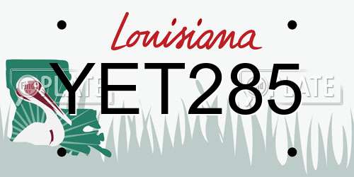 YET285 Louisiana License Plate