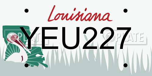 YEU227 Louisiana License Plate