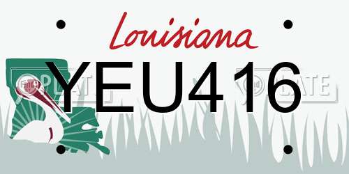 YEU416 Louisiana License Plate