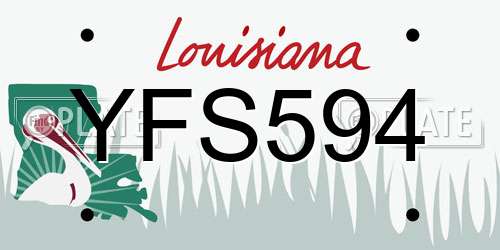 YFS594 Louisiana License Plate