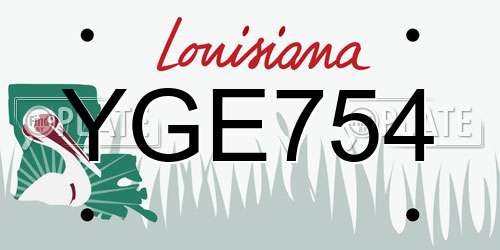 YGE754 Louisiana License Plate
