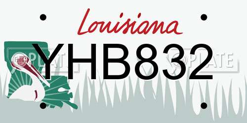 YHB832 Louisiana License Plate
