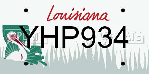 YHP934 Louisiana License Plate