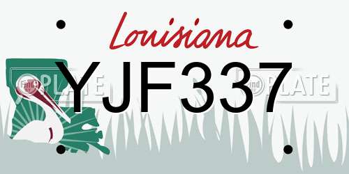 YJF337 Louisiana License Plate