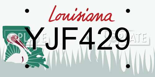 YJF429 Louisiana License Plate