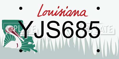 YJS685 Louisiana License Plate