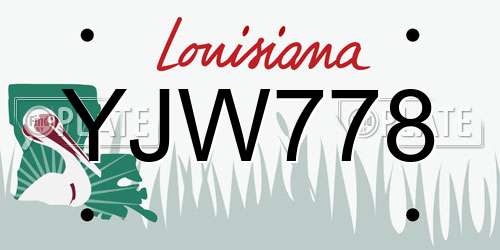 YJW778 Louisiana License Plate