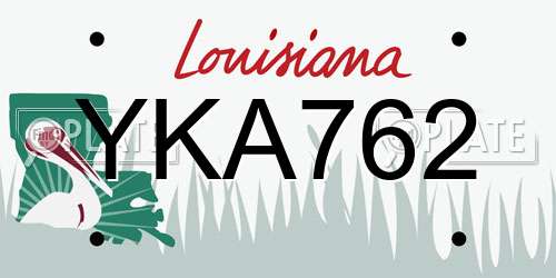 YKA762 Louisiana License Plate
