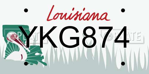 YKG874 Louisiana License Plate