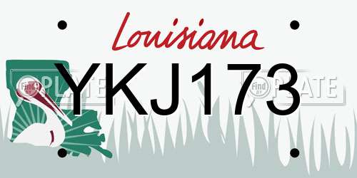 YKJ173 Louisiana License Plate
