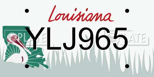 YLJ965 Louisiana License Plate