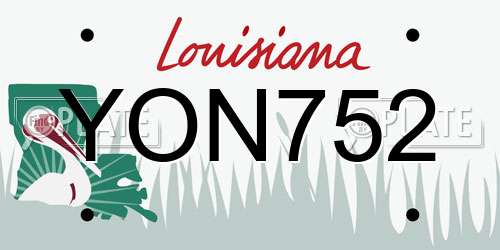 YON752 Louisiana License Plate