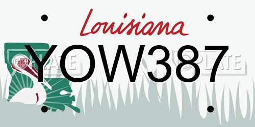 YOW387 Louisiana License Plate