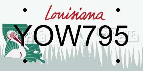 YOW795 Louisiana License Plate